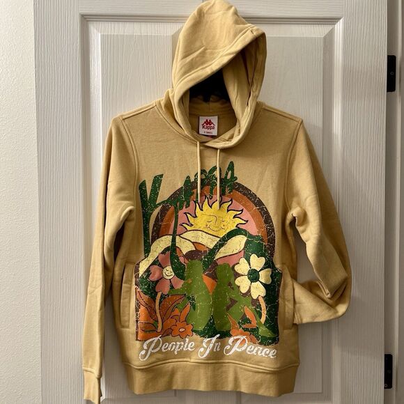 KAPPA Archer Hoodie Sweatshirt Men’s XS Beige People In Peace Floral Graphic - Picture 2 of 12